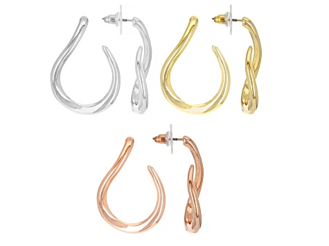 Tri-Tone Set of 3 Hoop Earrings