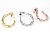 Tri-Tone Set of 3 Hoop Earrings