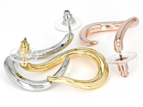 Tri-Tone Set of 3 Hoop Earrings