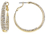 White Crystal Tri-Tone Set of 3 Inside/Outside Hoop Earrings