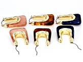 Multi-Color Enamel Gold Tone Set of 3 Earrings