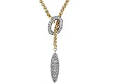 White Crystal Gold Tone Lariat Necklace