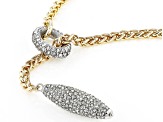 White Crystal Gold Tone Lariat Necklace