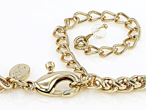 White Crystal Gold Tone Lariat Necklace