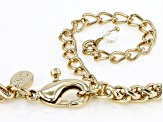 White Crystal Gold Tone Lariat Necklace