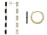 Blue Montana Crystal Gold Tone Brass Set of Two Earrings