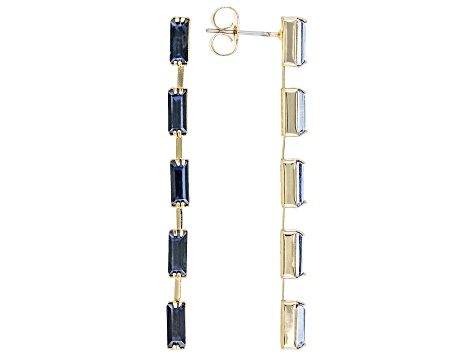 Blue Montana Crystal Gold Tone Brass Set of Two Earrings