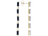 Blue Montana Crystal Gold Tone Brass Set of Two Earrings