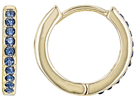 Blue Montana Crystal Gold Tone Brass Set of Two Earrings