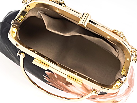 Chocomoo×JOSI MULTI　CLUTCH　BAG 7点セット Gold Tone Black and Pink Floral Printed Clutch - OPC1346 | JTV