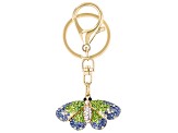Multi-Color Crystal Gold Tone Butterfly Key Chain