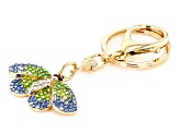 Multi-Color Crystal Gold Tone Butterfly Key Chain