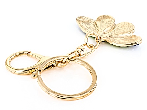 Multi-Color Crystal Gold Tone Butterfly Key Chain