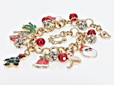 Crystal Gold Tone Holiday Charm Bracelet