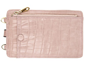 Pink Faux Leather Crossbody Bag