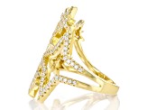 White Cubic Zirconia 14k Yellow Gold Over Sterling Silver Star Ring .45ctw