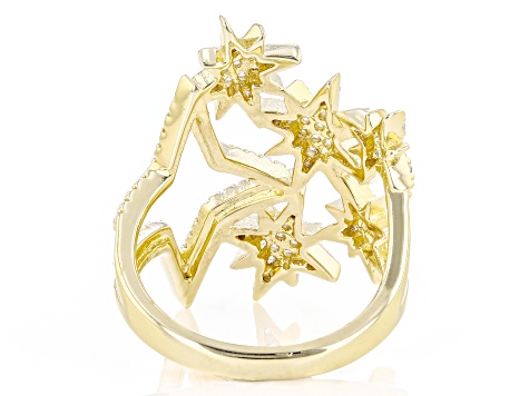 White Cubic Zirconia 14k Yellow Gold Over Sterling Silver Star Ring .45ctw