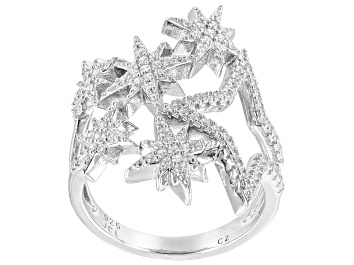 Picture of White Cubic Zirconia Rhodium Over Sterling Silver Star Ring .45ctw