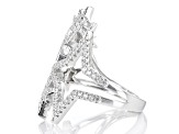 White Cubic Zirconia Rhodium Over Sterling Silver Star Ring .45ctw