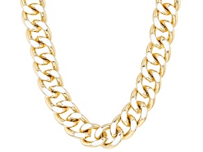 White Enamel Gold Tone Necklace