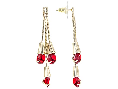 Multi-Color Crystal Gold Tone Set of 3 Earrings