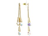 Multi-Color Crystal Gold Tone Set of 3 Earrings