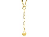 Gold Tone Curb Necklace With Heart Drop