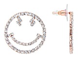 White Crystal Tri-Tone Set of 3 Smiley Face Earrings
