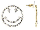 White Crystal Tri-Tone Set of 3 Smiley Face Earrings
