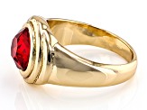 Red Crystal Gold Tone Solitaire Ring