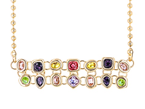 Multi-Color Crystal Gold Tone Statement Necklace