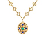 Multi-Color Crystal Gold Tone Locket Necklace