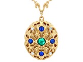 Multi-Color Crystal Gold Tone Locket Necklace