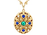 Multi-Color Crystal Gold Tone Locket Necklace