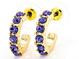 Multi-Color Crystal Gold Tone Set of 7 Huggie Earrings