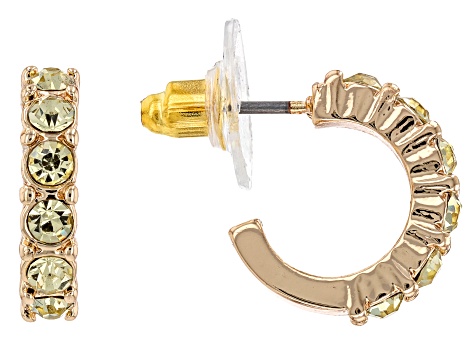 Multi-Color Crystal Gold Tone Set of 7 Huggie Earrings