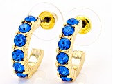 Multi-Color Crystal Gold Tone Set of 7 Huggie Earrings
