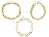 Gold Tone Set of 3 Bracelets