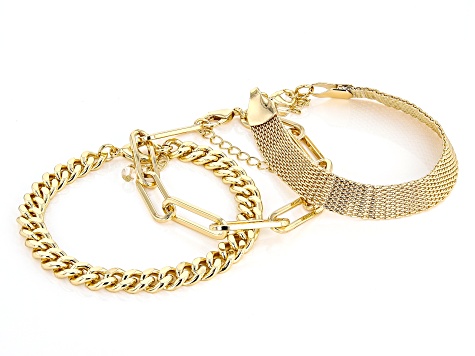 Gold Tone Set of 3 Bracelets