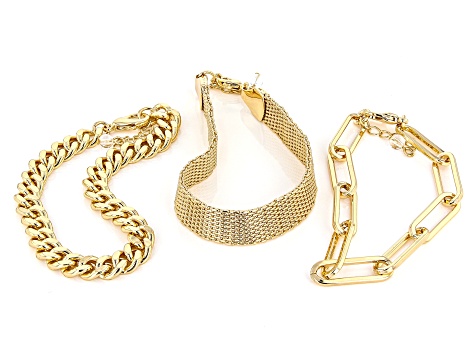 Gold Tone Set of 3 Bracelets