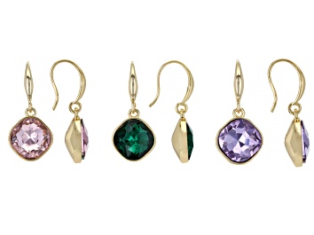 Picture of Multi-Color Crystal Gold Tone Set of 3 Earrings