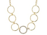 White Crystal Gold Tone Circle Necklace