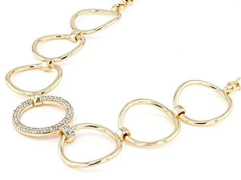 White Crystal Gold Tone Circle Necklace