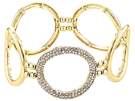 White Crystal Gold Tone Circle Bracelet