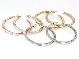 Crystal Tri-Tone Set of 3 Hoop Earrings