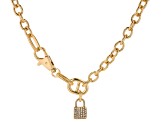 Crystal Gold Tone Pave Lock Necklace