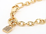 Crystal Gold Tone Pave Lock Necklace