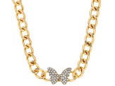 Crystal Gold Tone Butterfly Choker Necklace