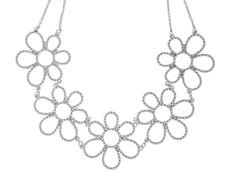 Silver Tone Floral Choker Necklace