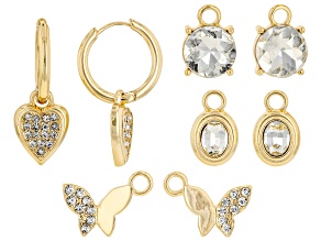 Crystal Gold Tone Boxed Set of 4 Earrings